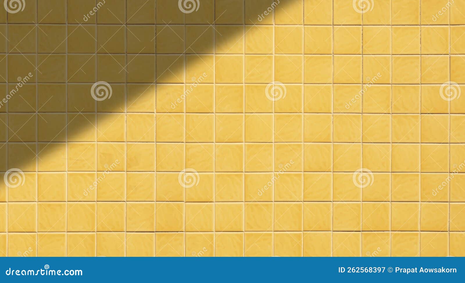 Background of Yellow Square Tile Wall Pattern with Light and Shadow on