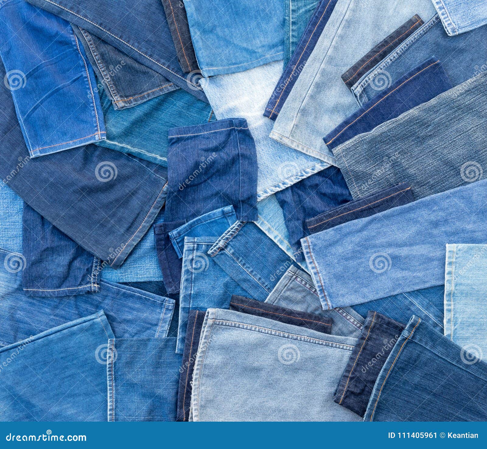 Many Pieces of Cloth are Cut from Jeans. Stock Image - Image of closeup ...