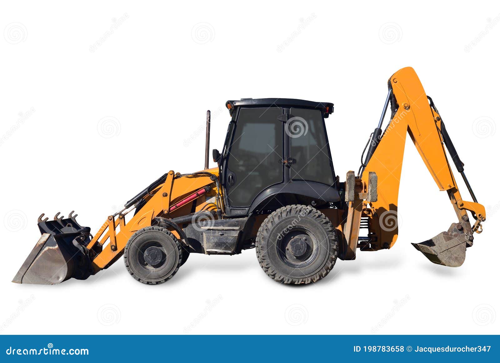 Backhoe Excavator Isolated Construction Equipment Digger Shovel on
