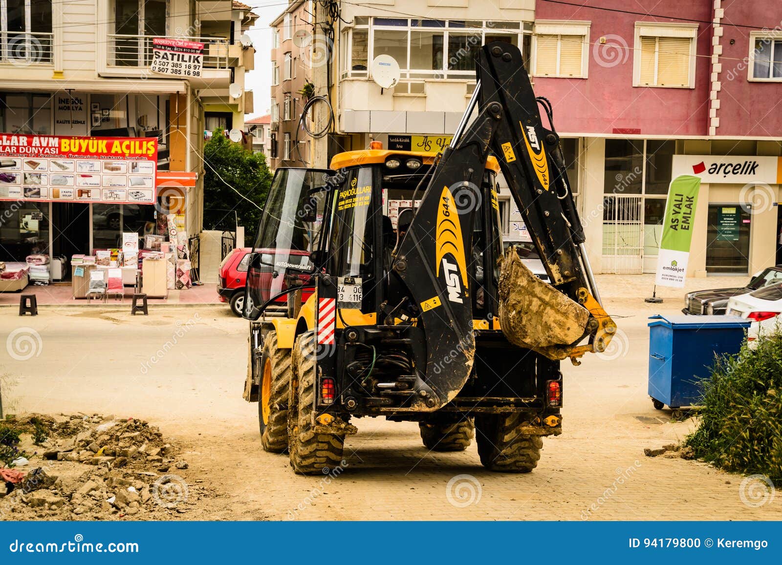 Backhoe Loader in Construction Area Editorial Image Image of felly