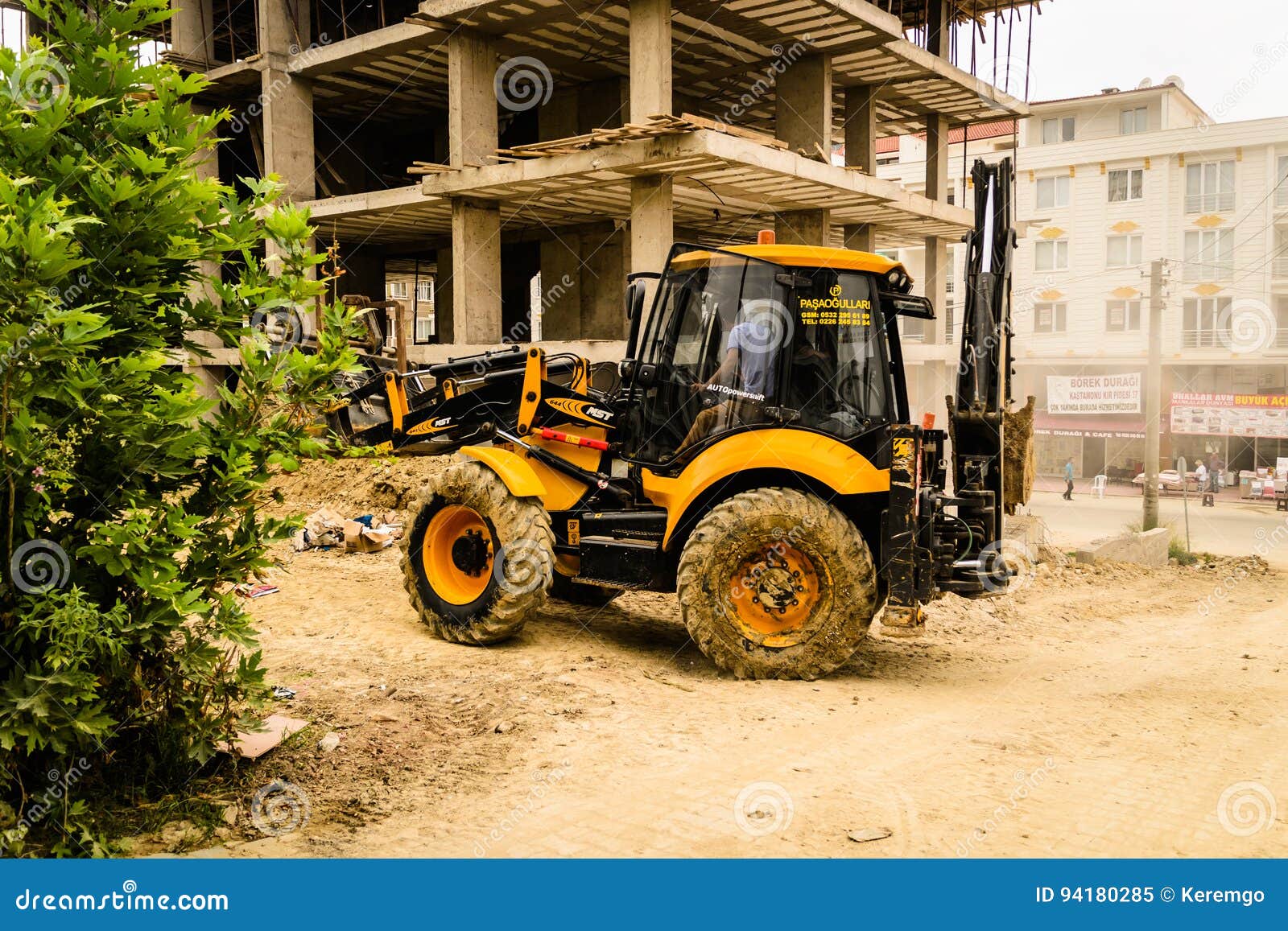 Backhoe Loader in Construction Area Editorial Image Image of