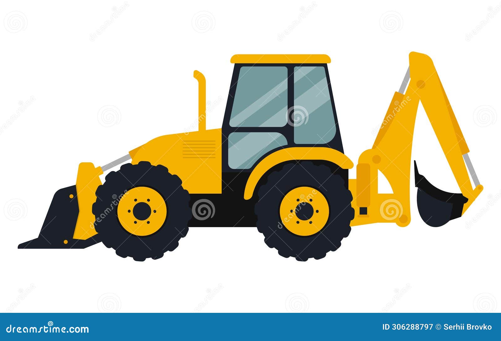 Backhoe Loader. Construction Machinery. Special Equipment. Vector