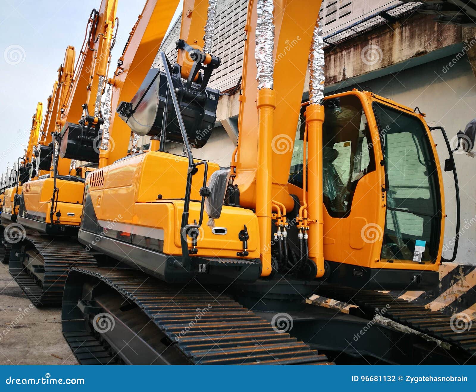 Backhoe Parking in Warehouse. Stock Photo Image of excavator, excavate 96681132