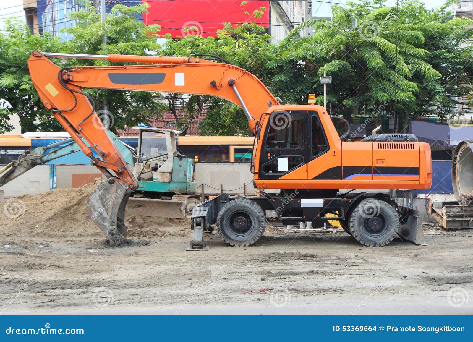 Backhoe truck stock photo. Image of bucket, digging, machinery 53369664