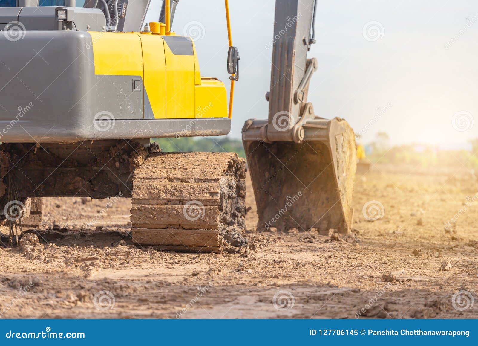 Backhoes Excavator Machine At A Construction Site RoyaltyFree Stock