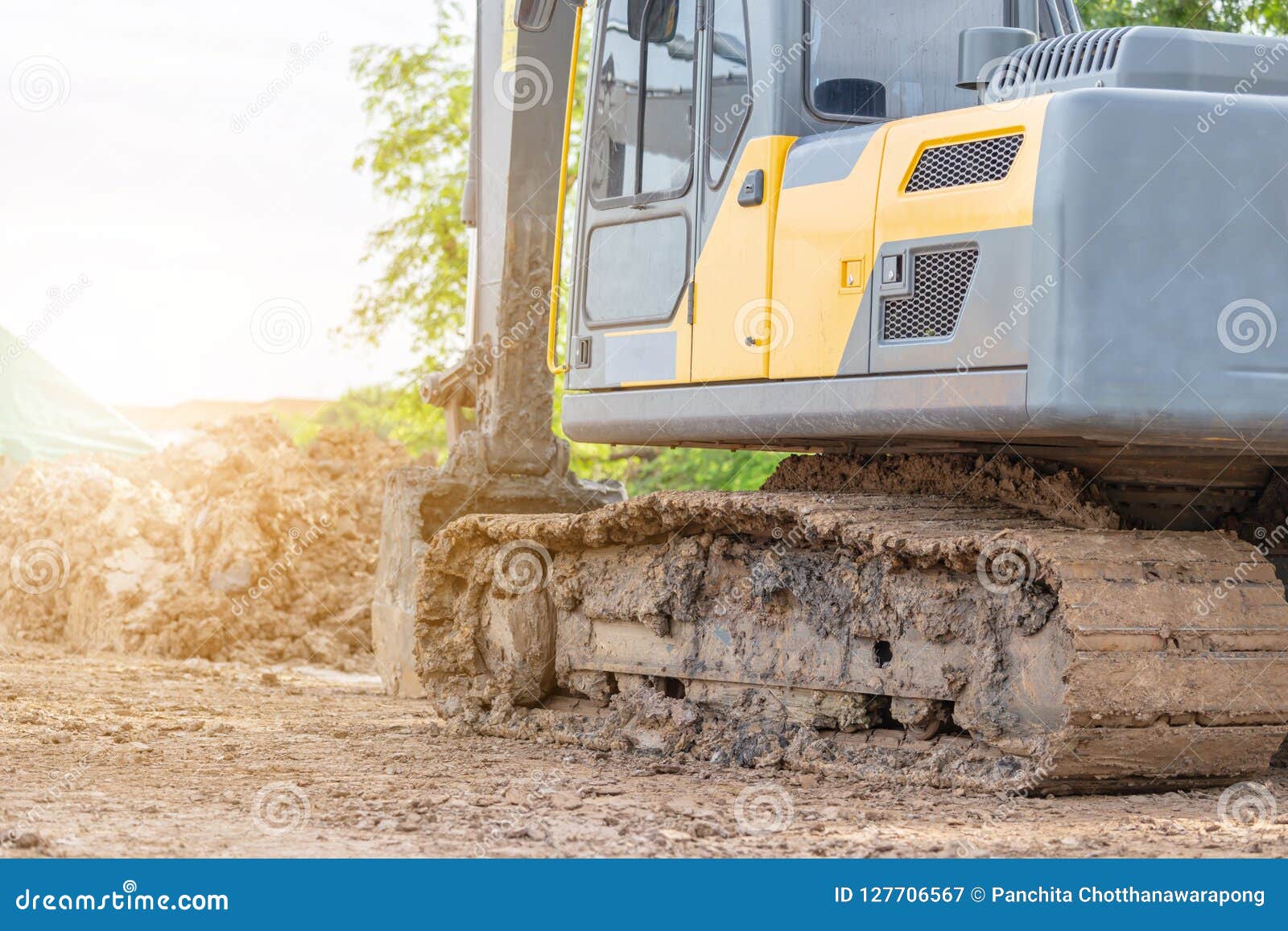 Backhoes Excavator Machine at a Construction Site Stock Image Image