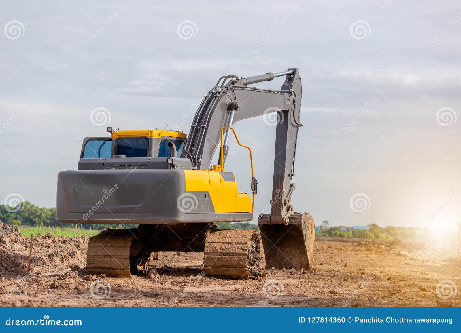 Backhoes Excavator Machine at a Construction Site Stock Photo Image