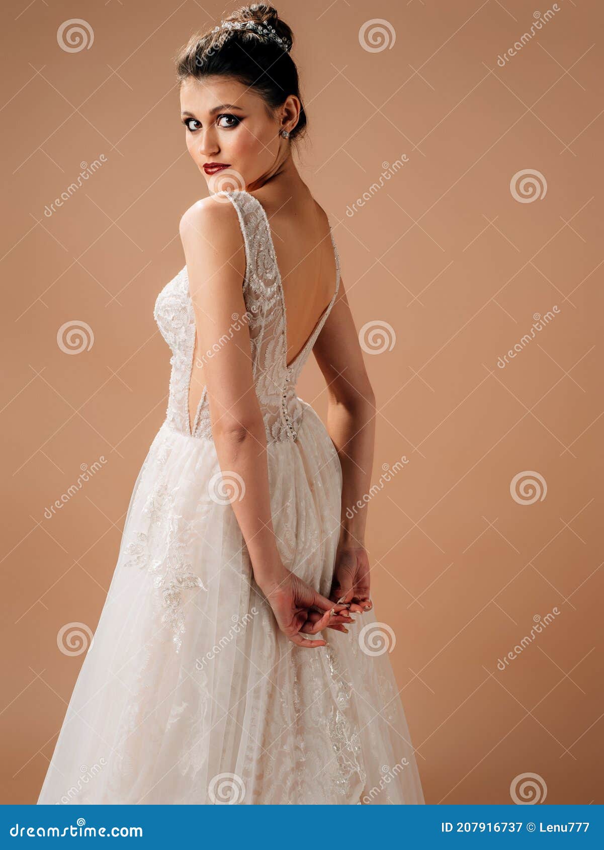 Posh Wedding Dress Fashionable Bridal Gown Tender French Lace Beads Stock  Photo by ©Stylish_Pics 443098154
