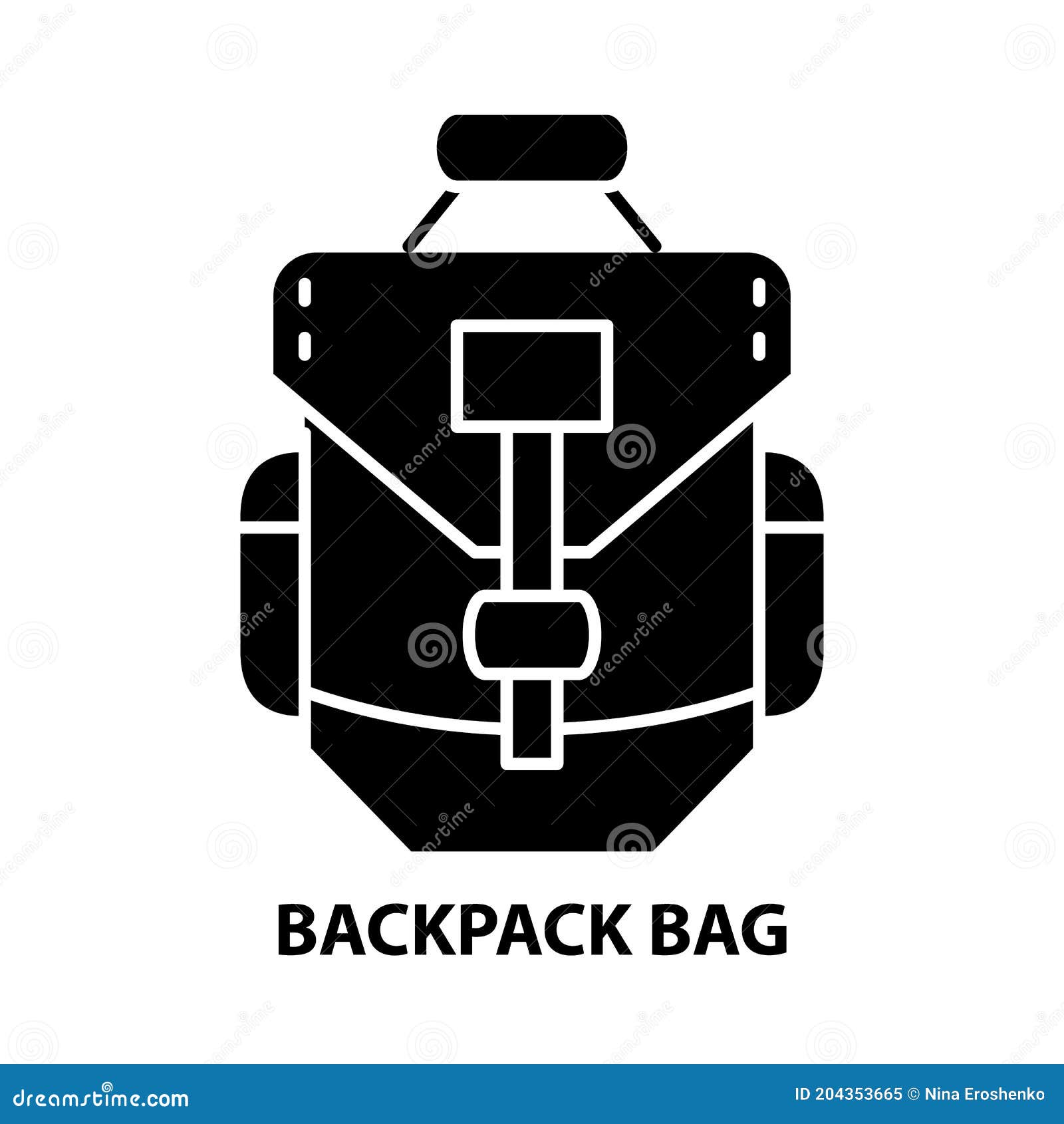 Backpack Bag Icon, Black Vector Sign with Editable Strokes, Concept ...