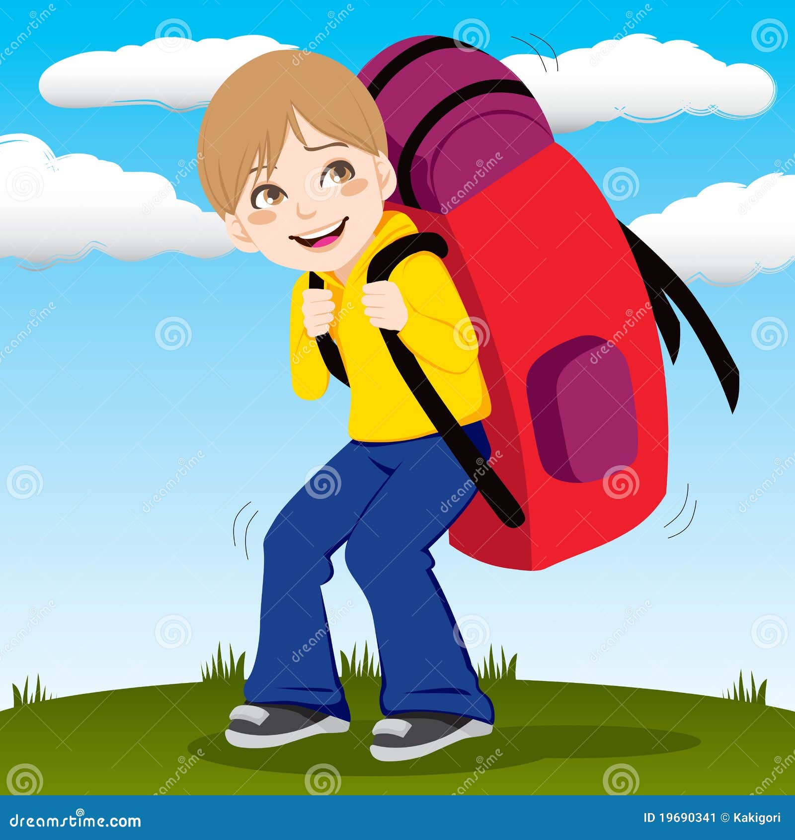 Backpack Boy stock vector. Illustration of large, tired - 19690341