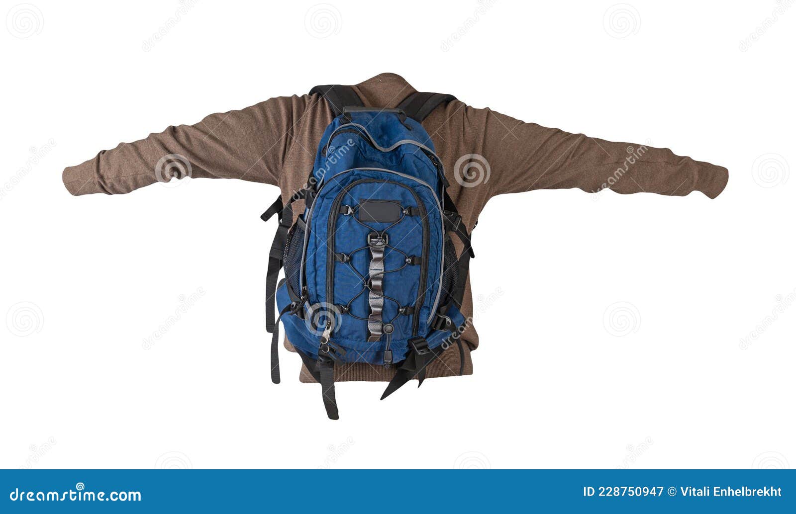 Backpack Dressed in a Knitted Sweater Isolated on a White Background