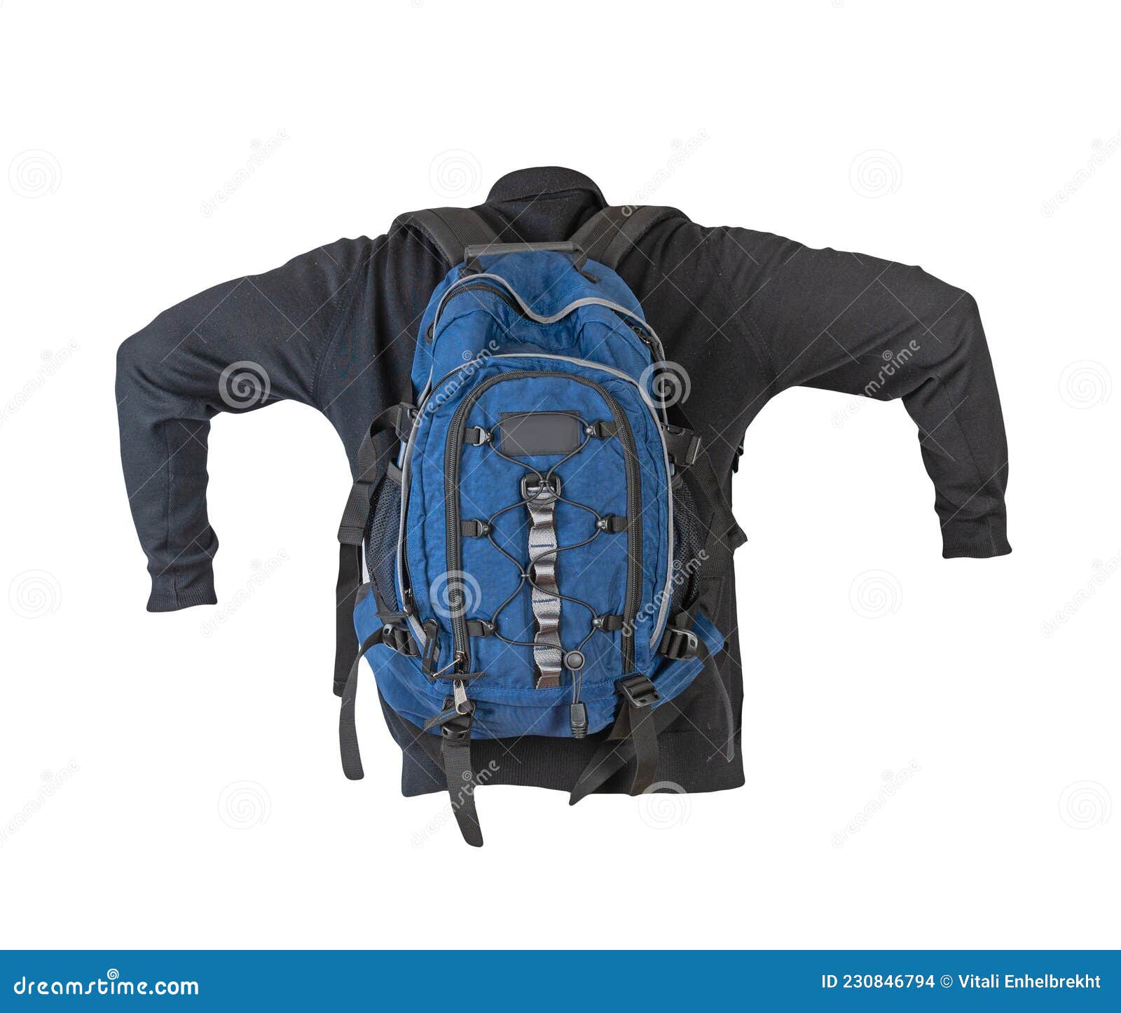 Backpack Dressed in a Knitted Sweater Isolated on a White Background