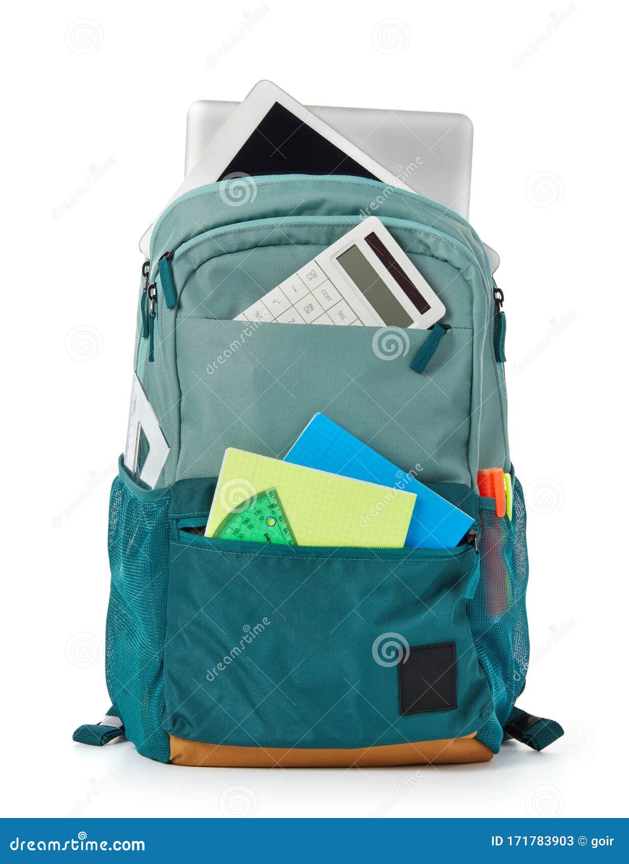 Backpack Full with Office Supplies Stock Image Image of personal