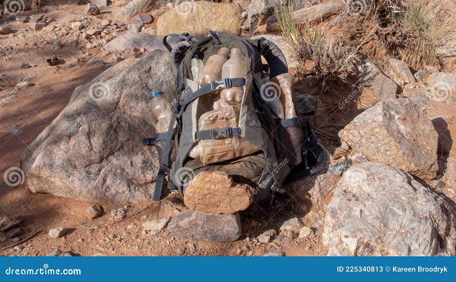 Backpack Full of Plastic Bottles Which Was Collected during a Hike in a