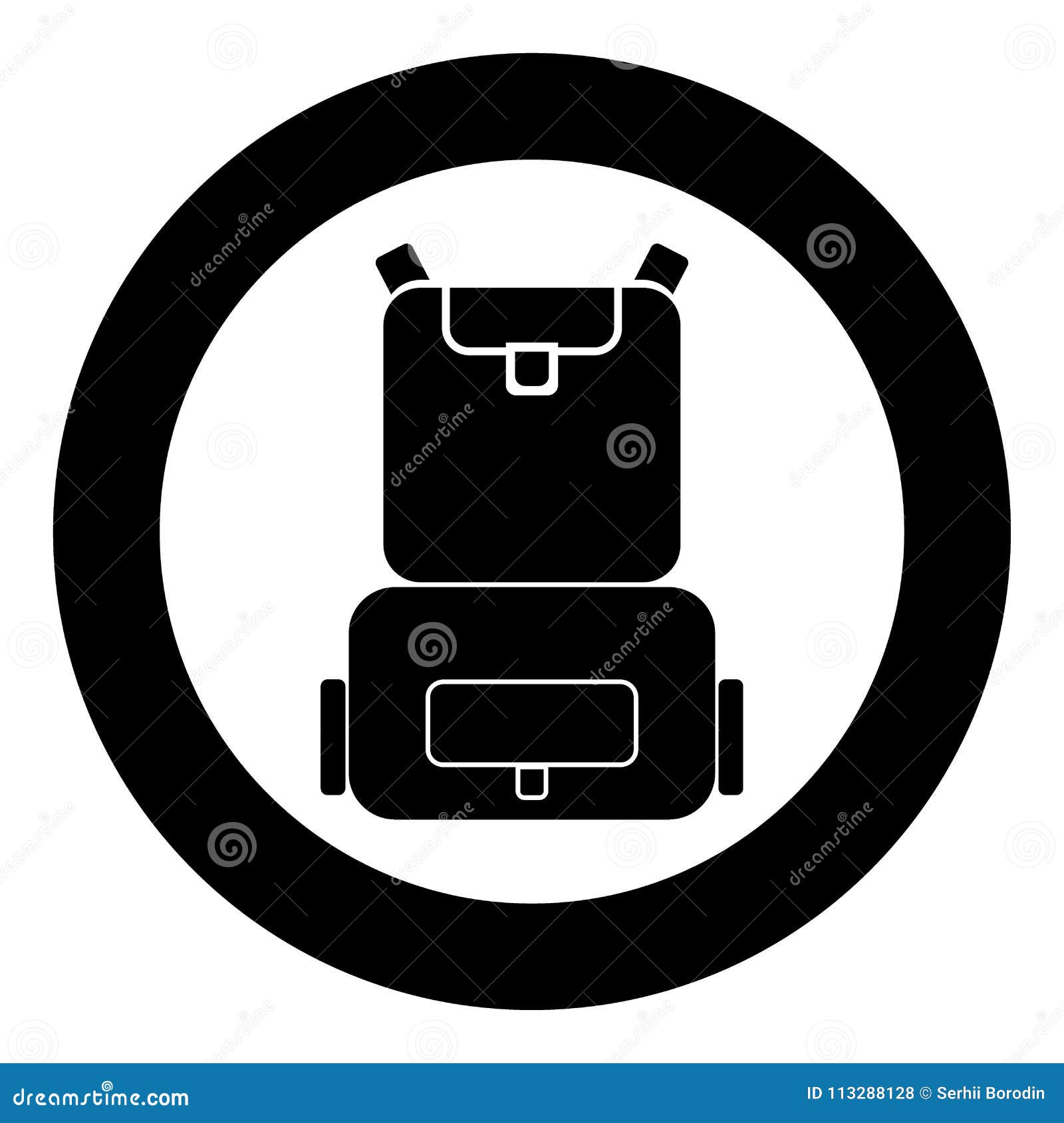 Backpack Icon Black Color in Circle or Round Stock Vector
