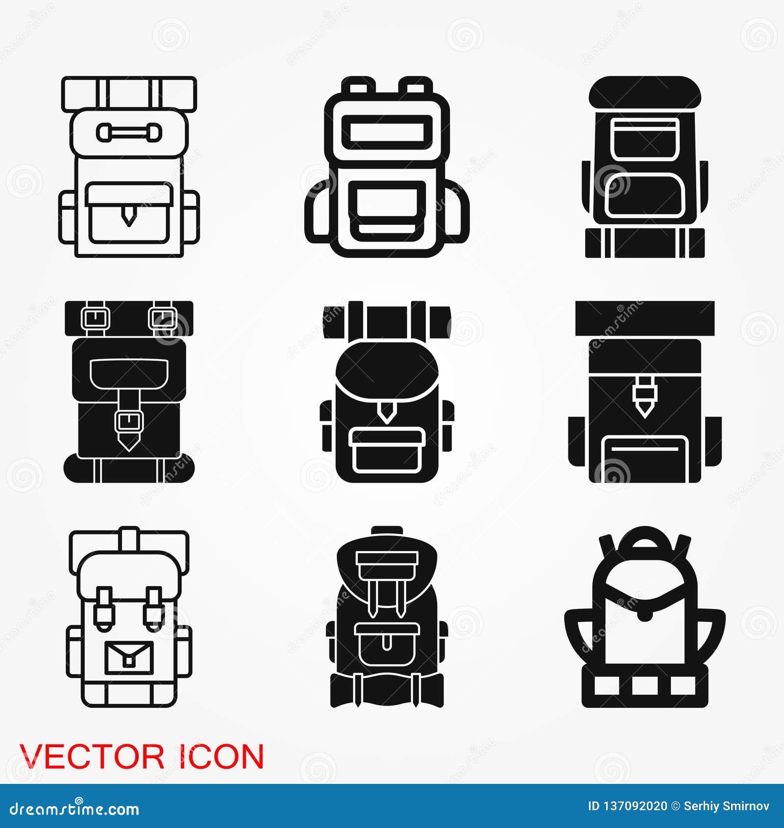 Backpack Icon Logo, Illustration, Vector Sign Symbol for Design Stock
