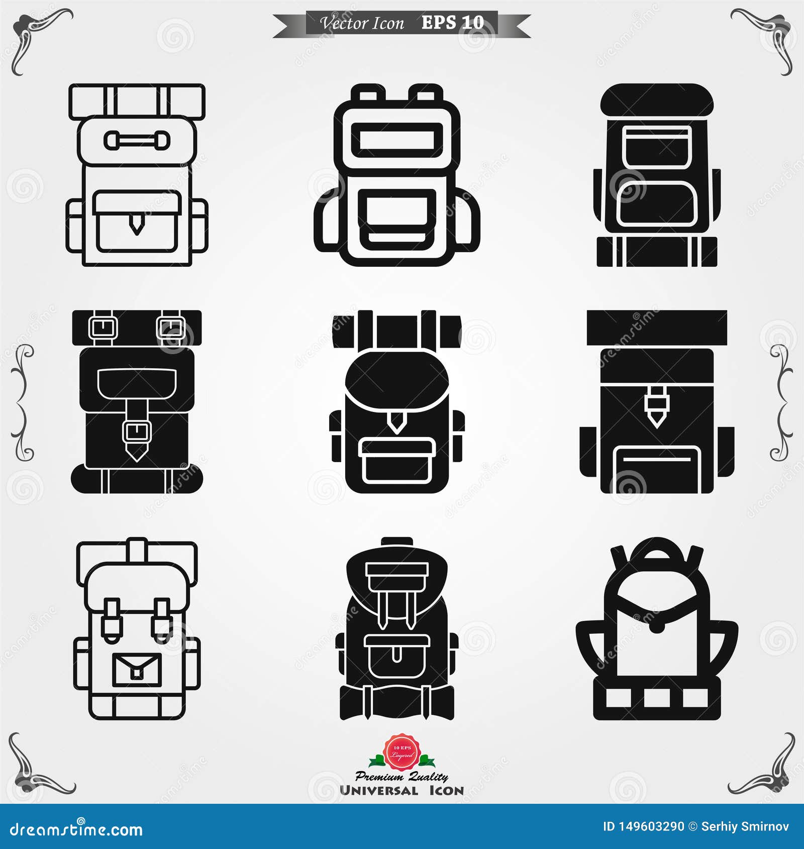 Backpack Icon Logo, Illustration, Vector Sign Symbol for Design Stock