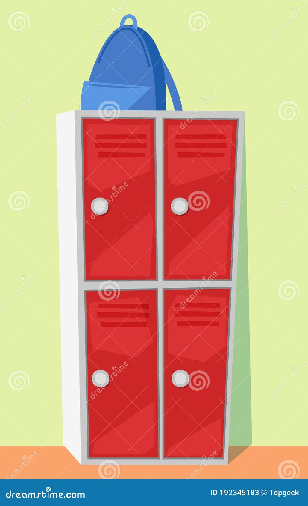 Rucksack on Locker, Backpack and Storage Vector Stock Vector