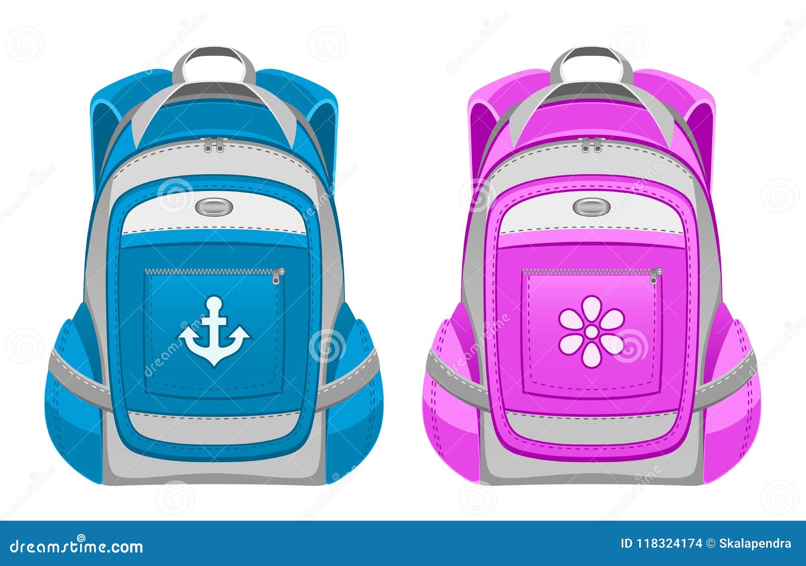 Pink Satchel Back To School Card Vector Realistic. Chalk Board