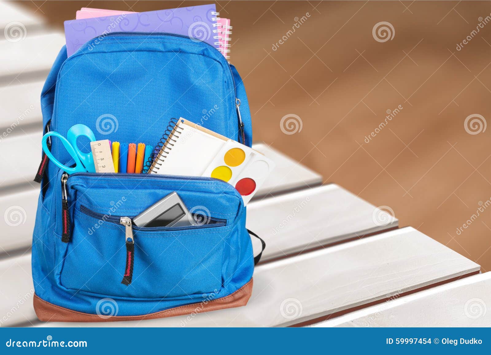 Backpack stock photo. Image of scribbler, notebook, knapsack 59997454