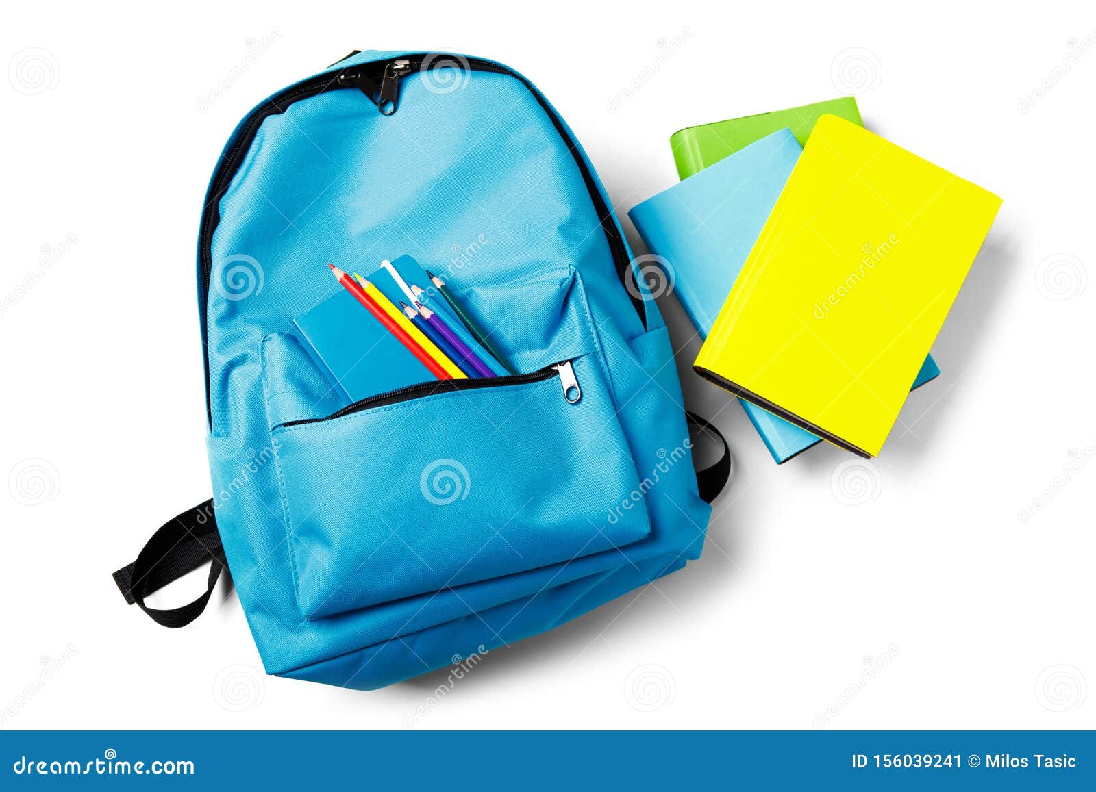 Backpack with School Supplies, Isolated on White Stock Image Image of