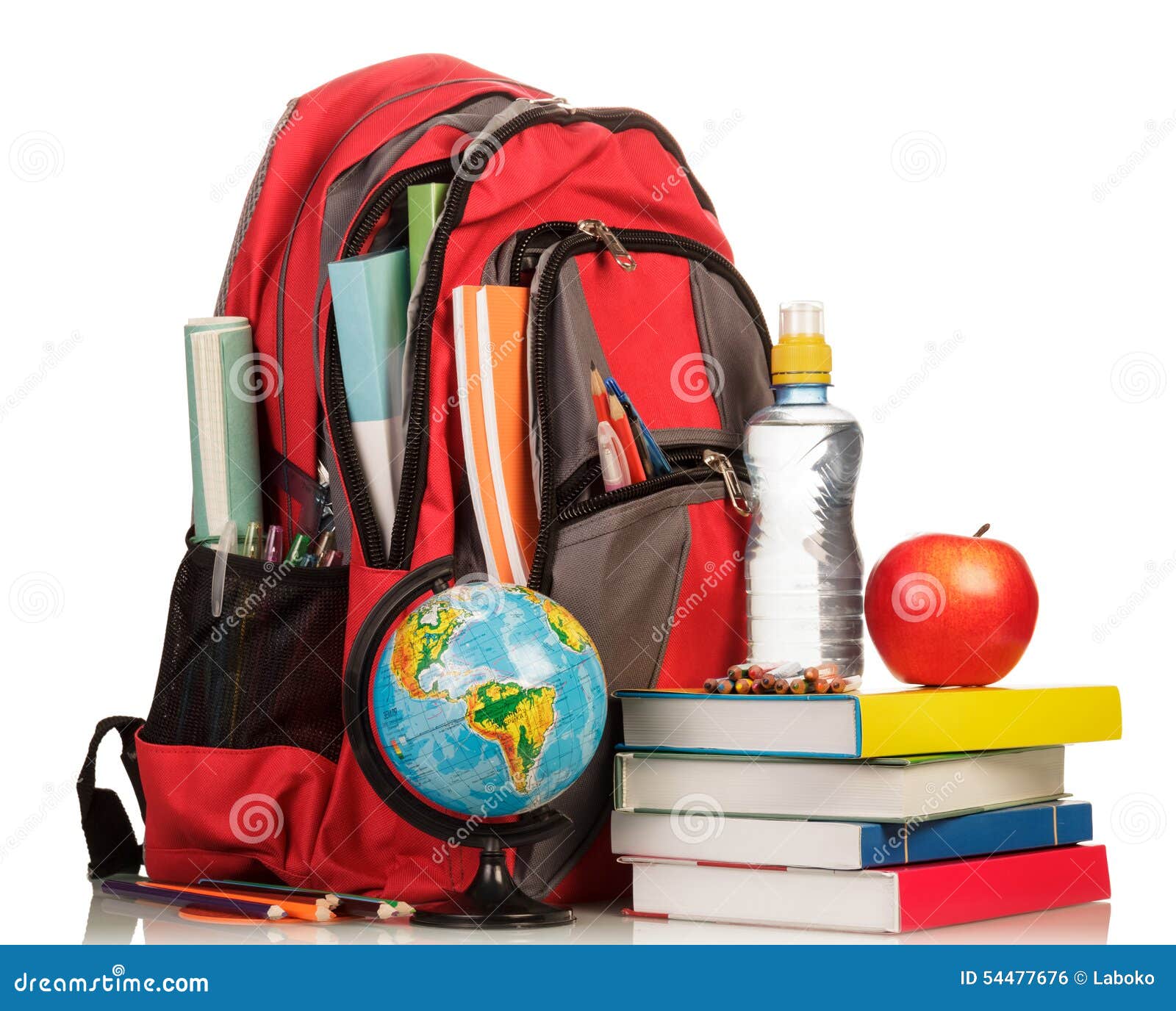 Backpack with School Supplies Stock Photo Image of background, baggage 54477676