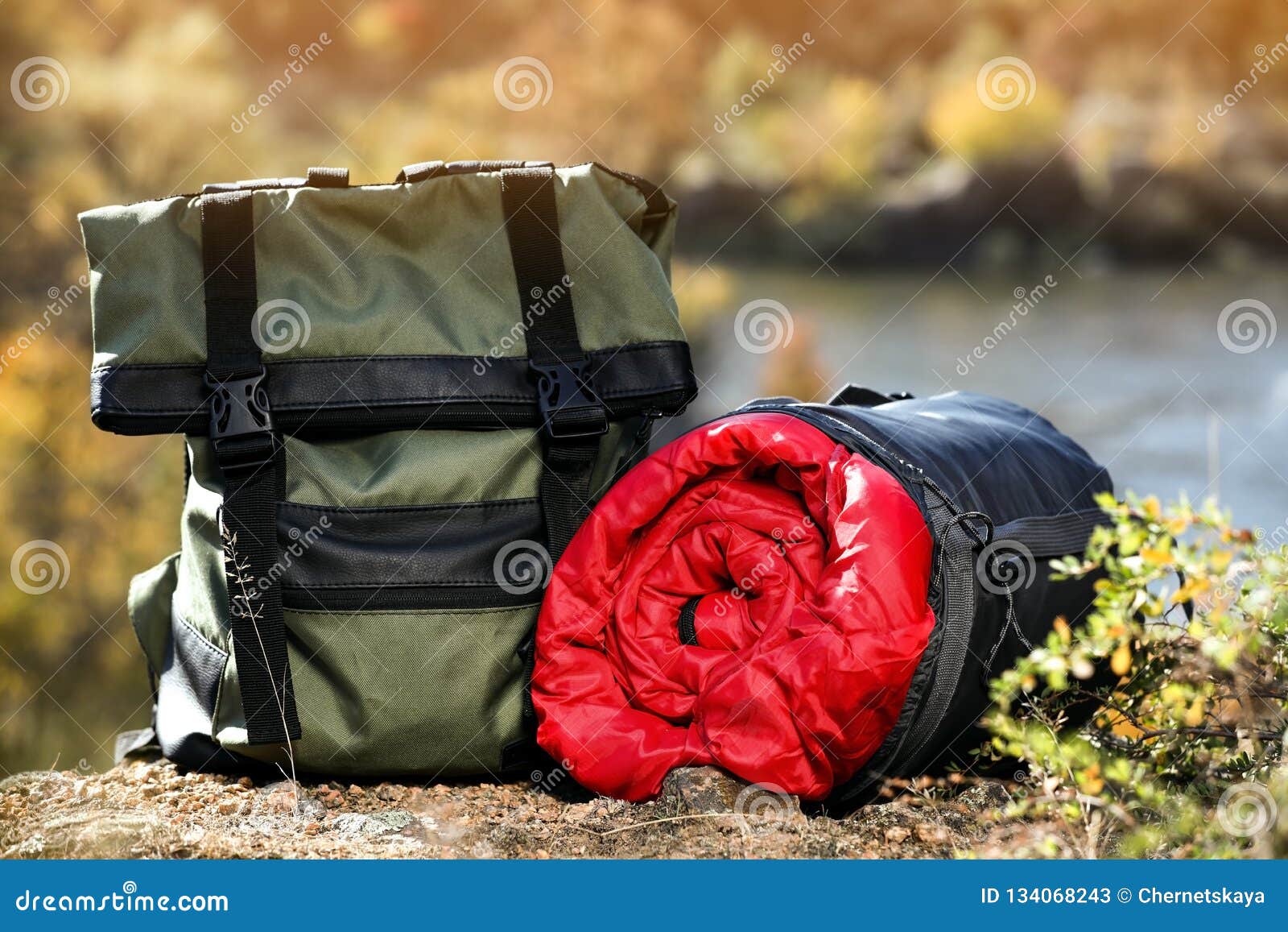 camping backpack with sleeping bag