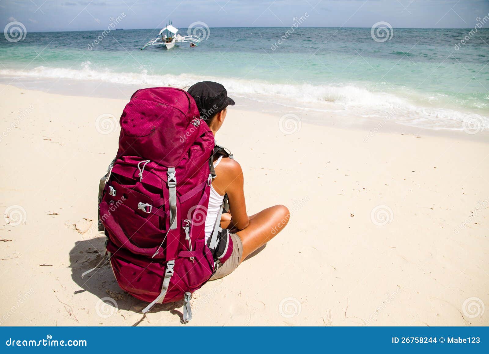 Backpacker on beach stock photo. Image of freedom, summer 26758244