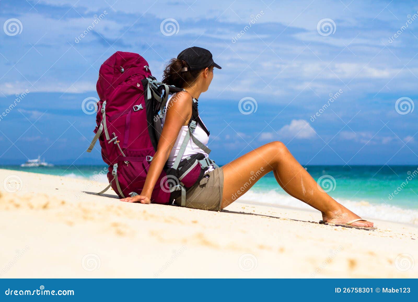 backpacker on beach