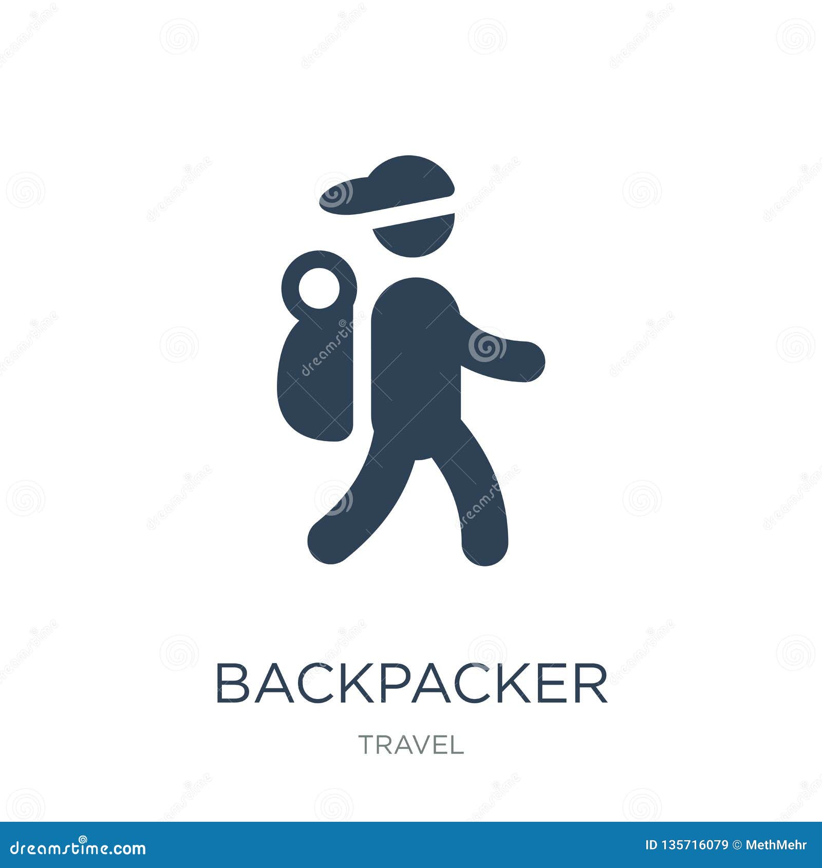 Backpacker Icon In Trendy Design Style Backpacker Icon Isolated