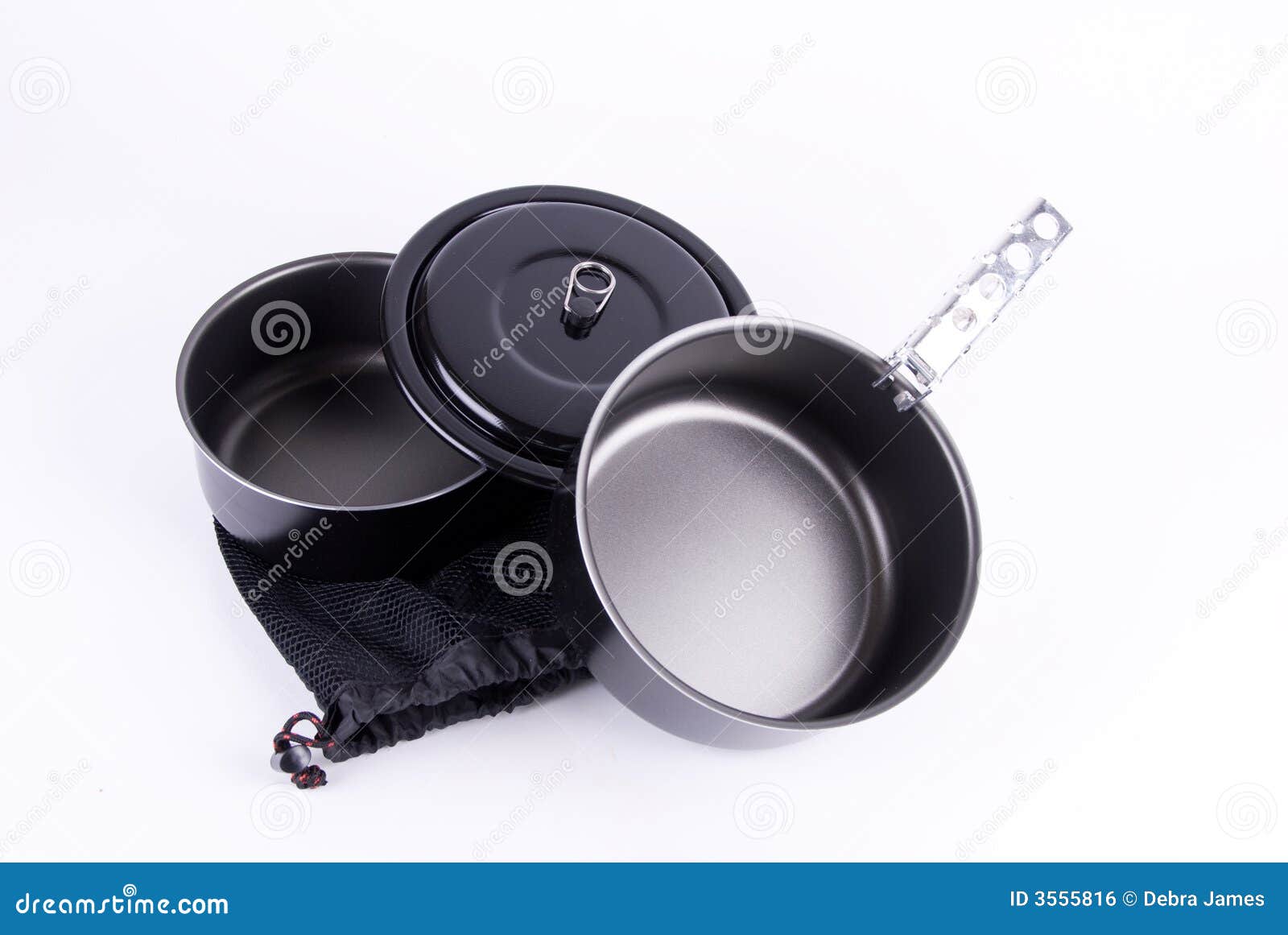 backpacking cookware on white
