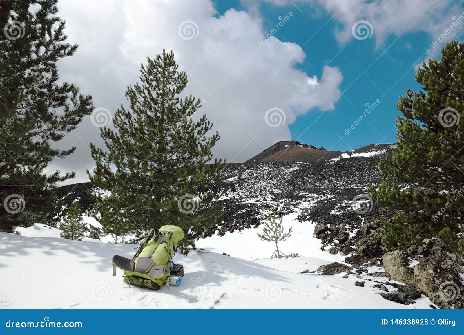 Backpacking in Winter Etna Park, Sicily Stock Photo Image of europe
