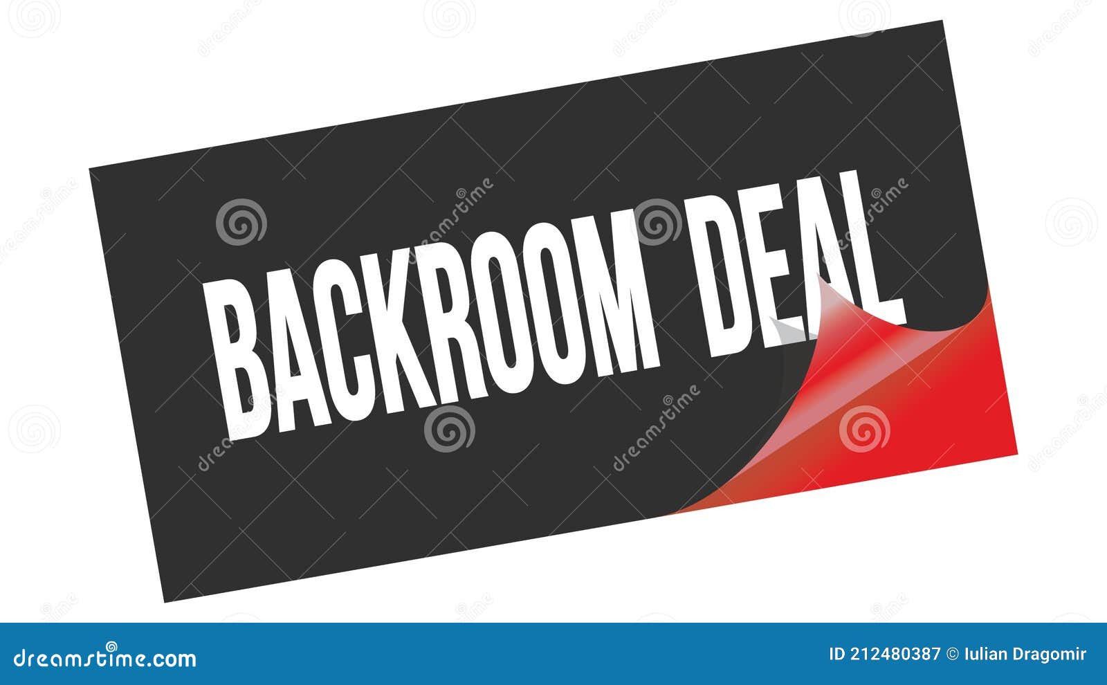 BACKROOM DEAL Text on Black Red Sticker Stamp Stock Illustration