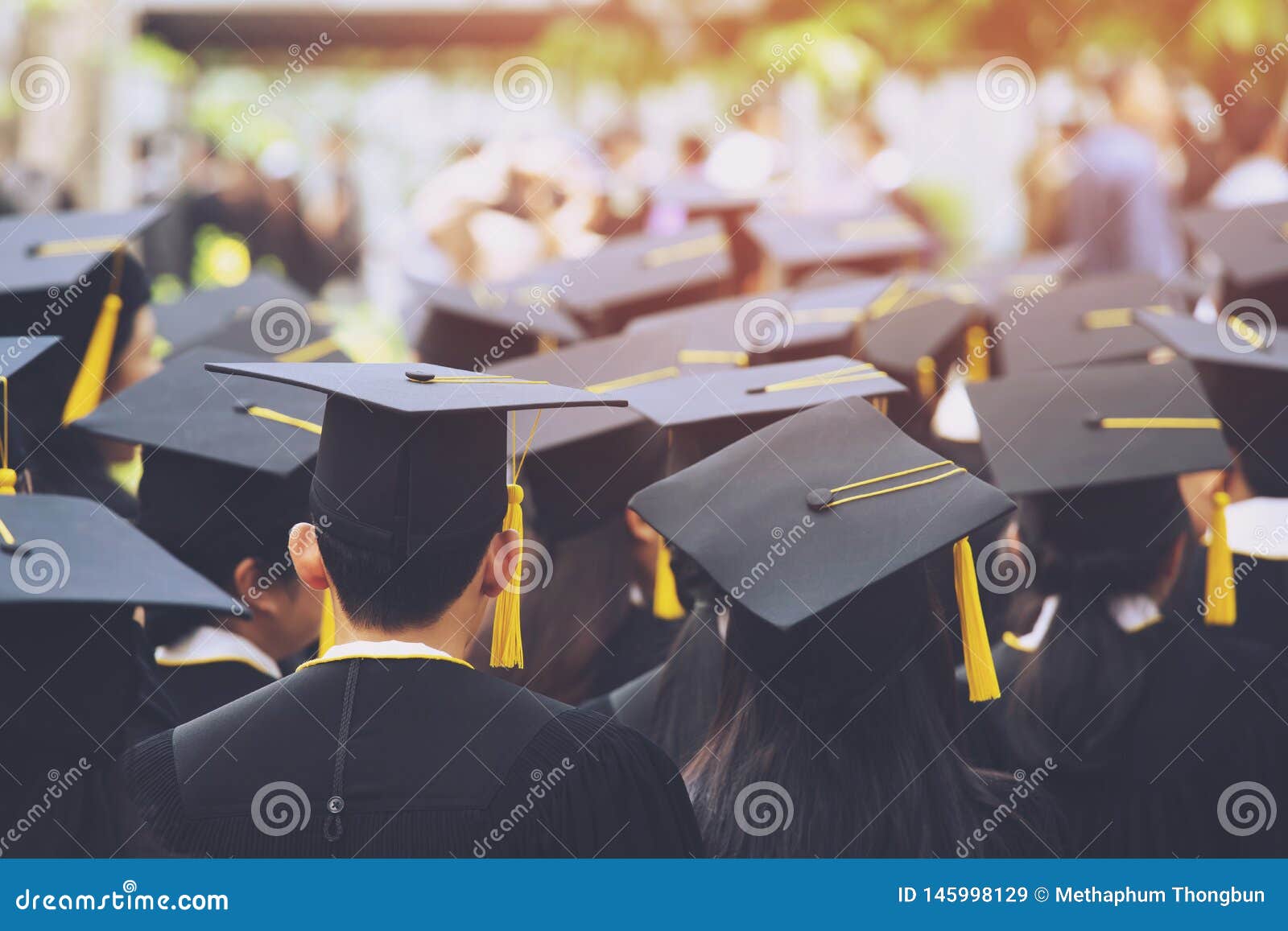 shot of graduation hats during commencement success graduates of the university, concept education congratulation. graduation cere