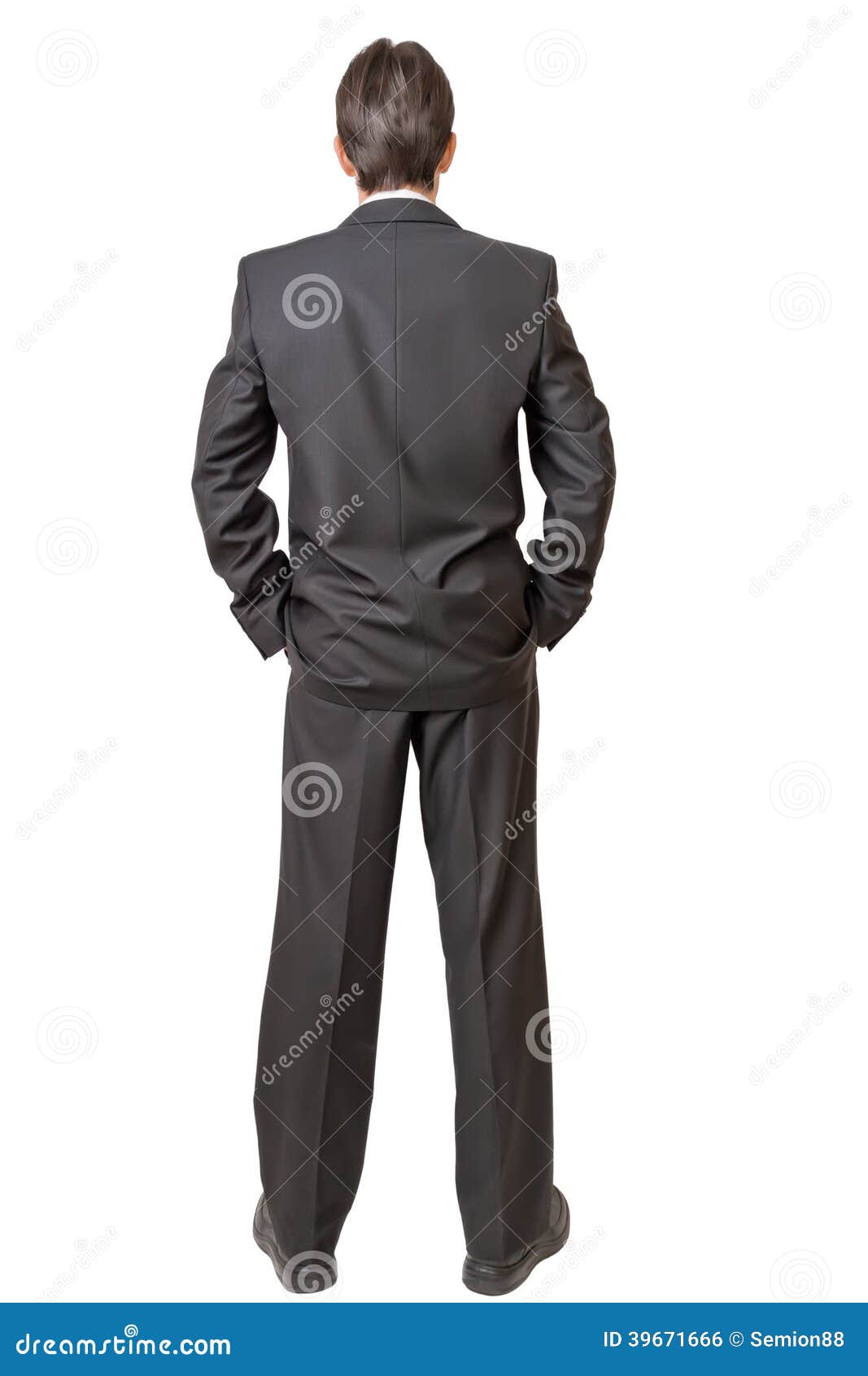 Backside of Man in Black Suit Keeping Hands in Pockets Stock Photo ...