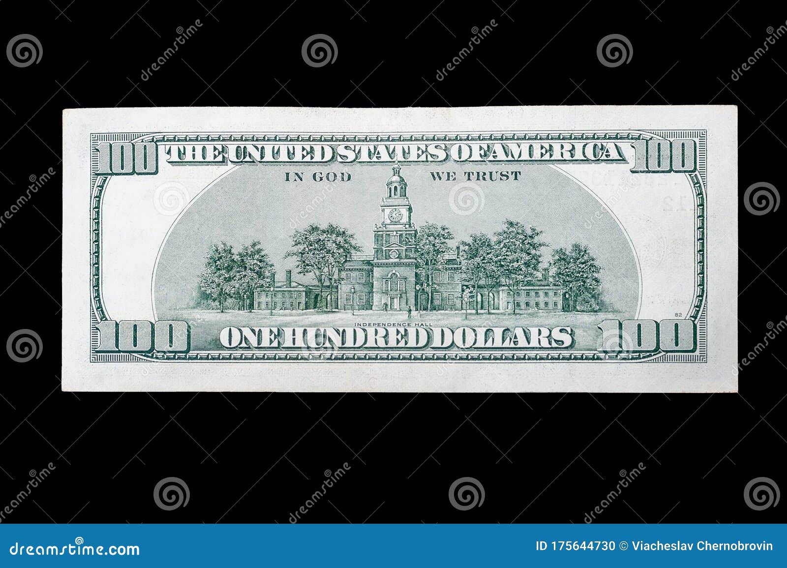 backside money usa 100 american dollars on  black background