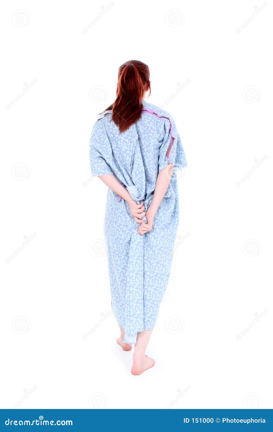 Backside Of Woman Holding Hospital Gown Closed Stock Photo - Image: 151000