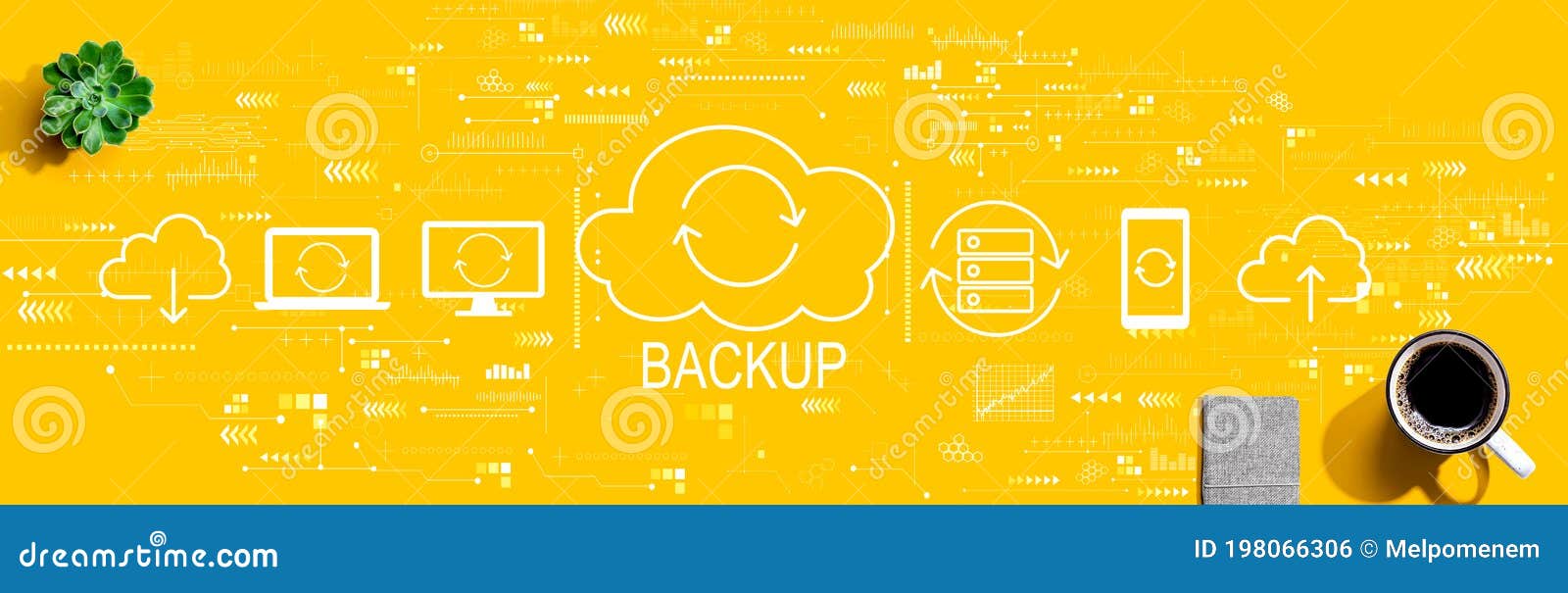 Backup Concept with Coffee and Notebook Stock Photo Image of icons