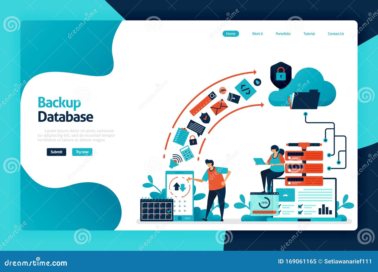 Backup Database Landing Page Design. Secure Personal Data with