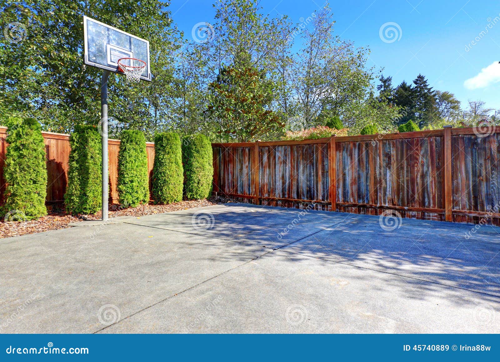 Backyard With Basketball Court Stock Image Image 45740889