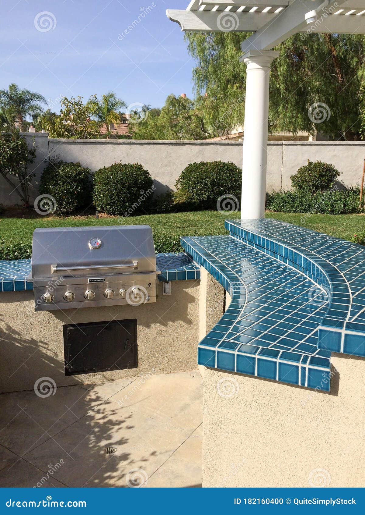 Backyard Bbq Barbecue Built In Design Stock Photo Image Of Meal Outdoor 182160400