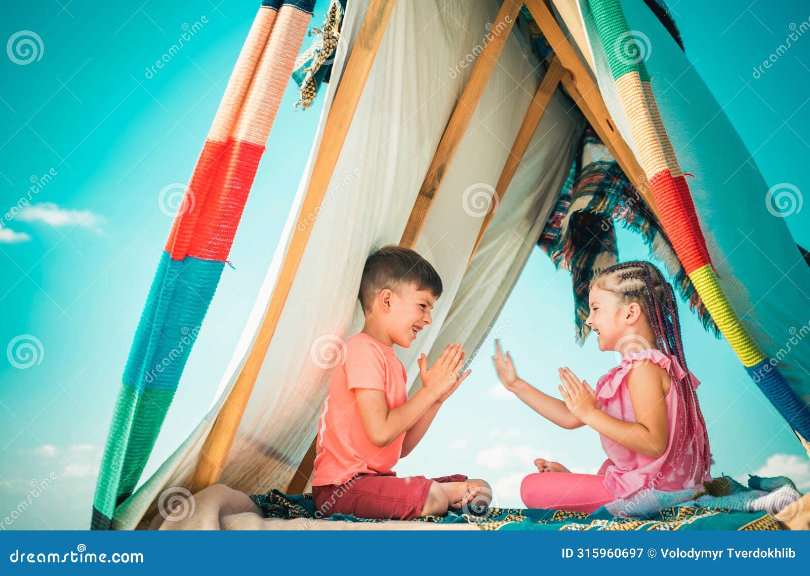 backyard party. happy childhood concept. children adaptation. summer weekend. kids outdoor vacation.