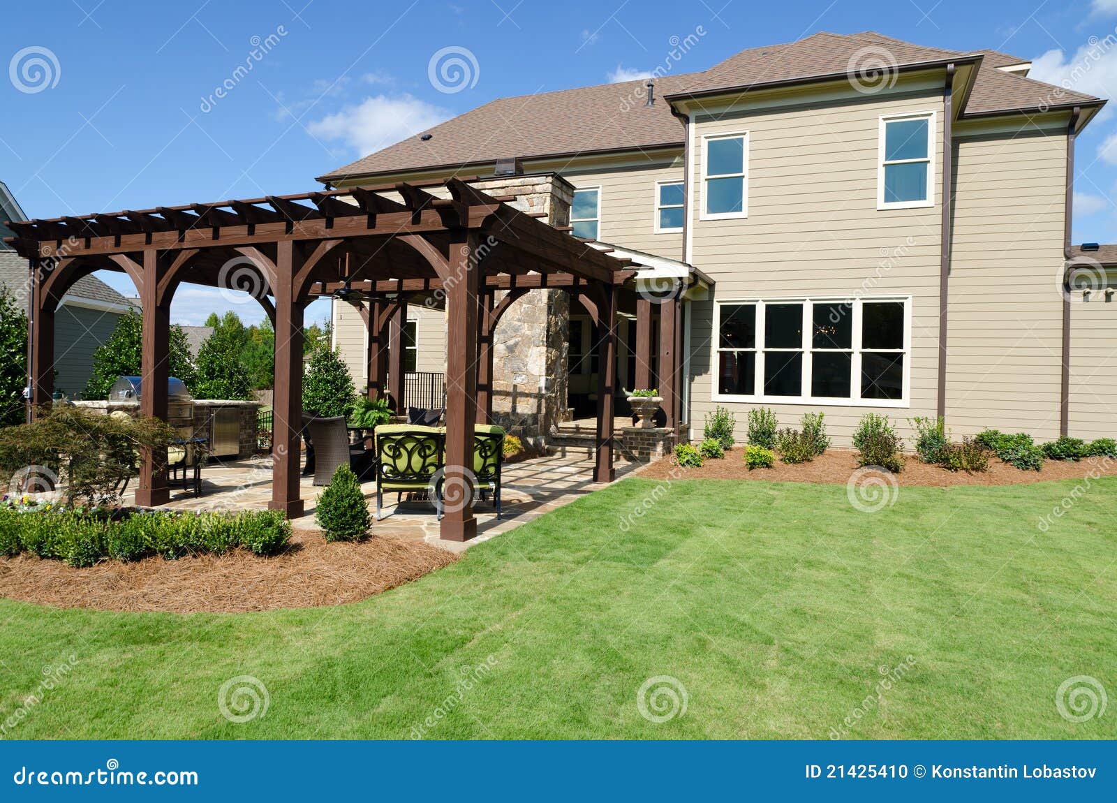 Backyard with pergola stock photo. Image of trellis, home 21425410 Backyard with pergola stock photo. Image of trellis, home 21425410