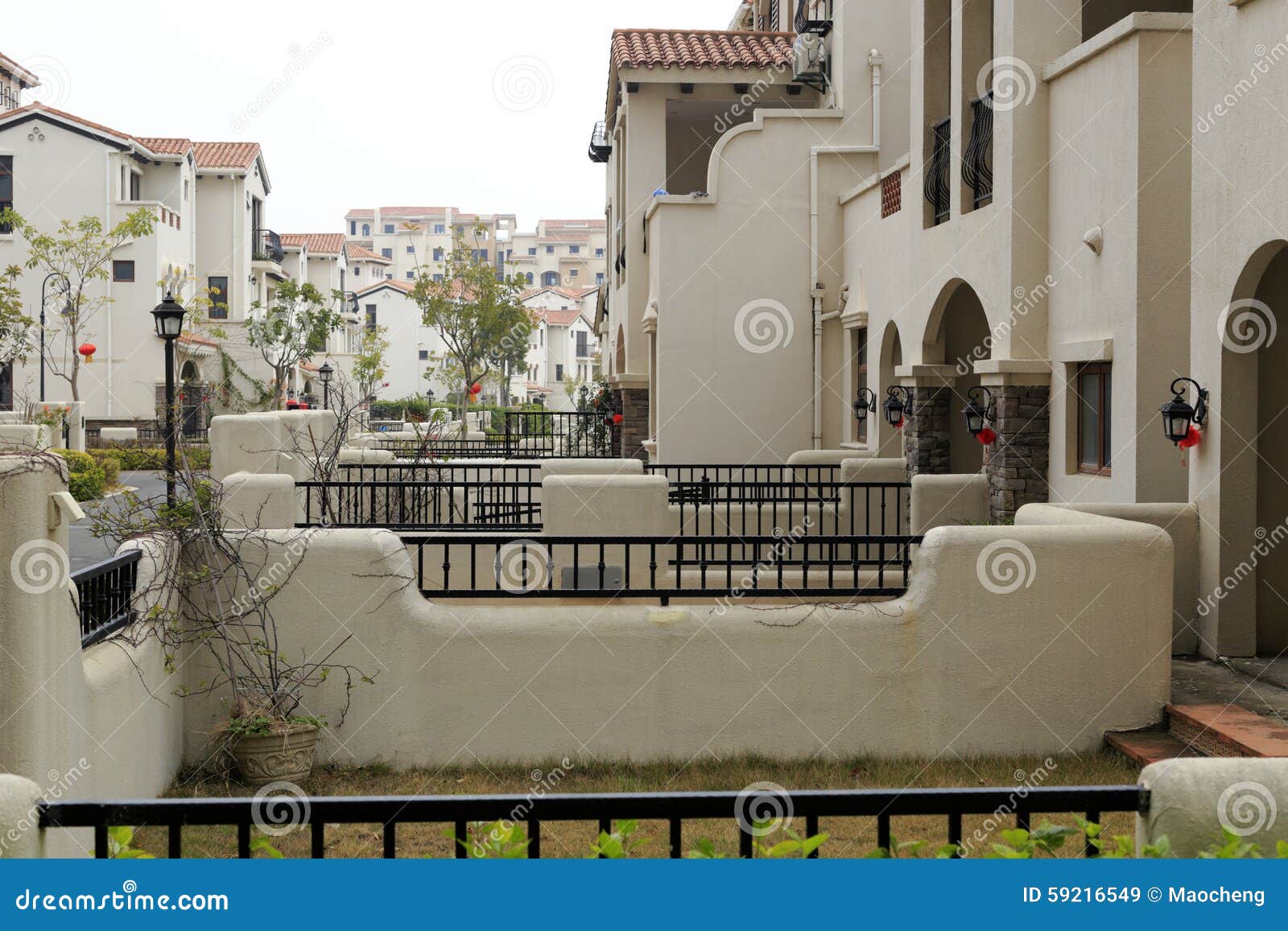 The Backyard Of Spanish Style Houses Stock Image Image Of Style Backyard 59216549