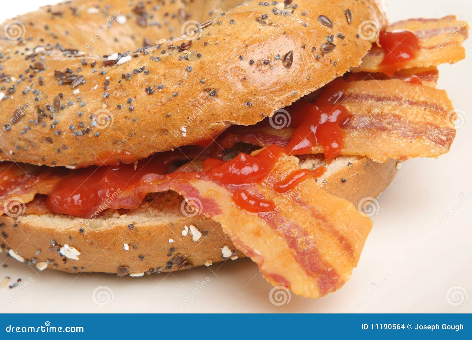 Bacon Bagel Breakfast Roll stock photo. Image of snack 11190564