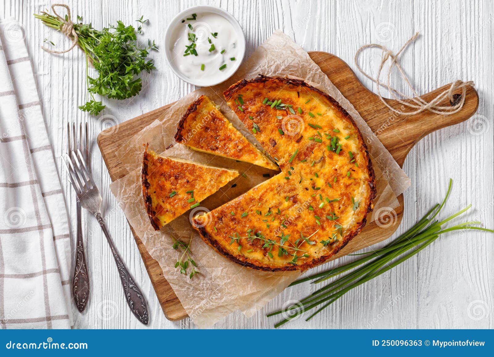 Bacon and Cheese Quiche with Hash Brown Crust Stock Image - Image of ...