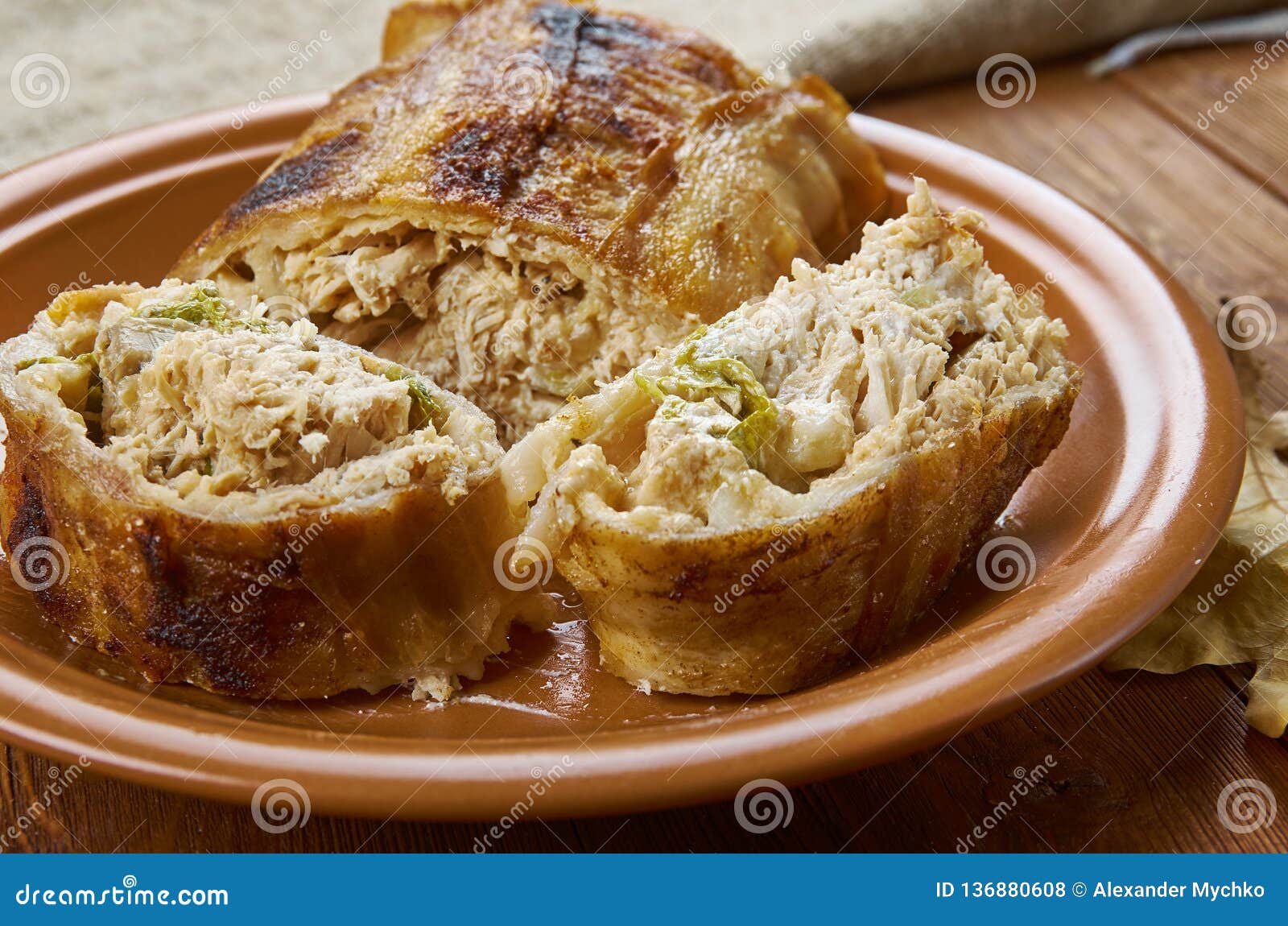 Bacon Chicken Alfredo Lasagna Roll Stock Photo Image Of Cheese Dinner 136880608