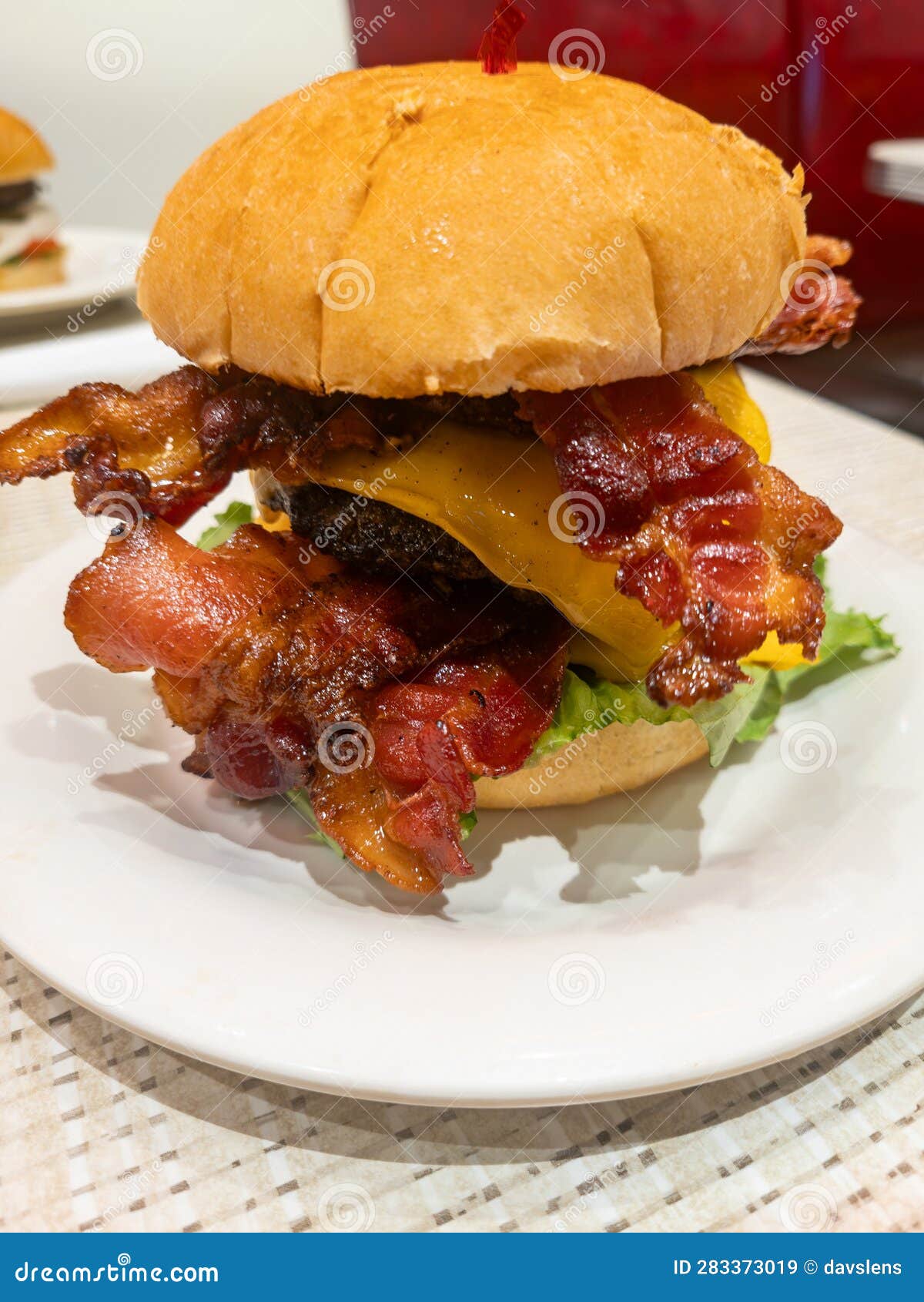Bacon double cheeseburger stock image. Image of bold - 283373019