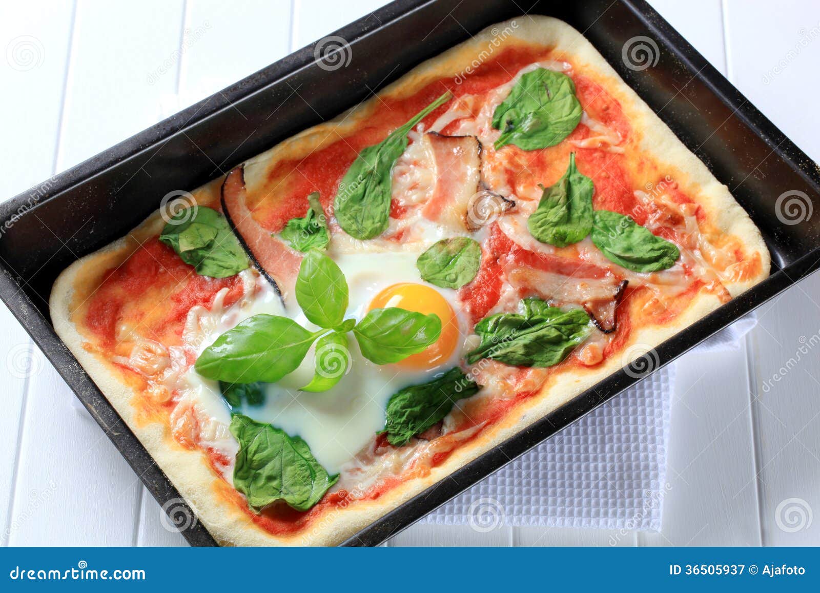 Bacon and egg pizza stock image. Image of sunny, cuisine 36505937