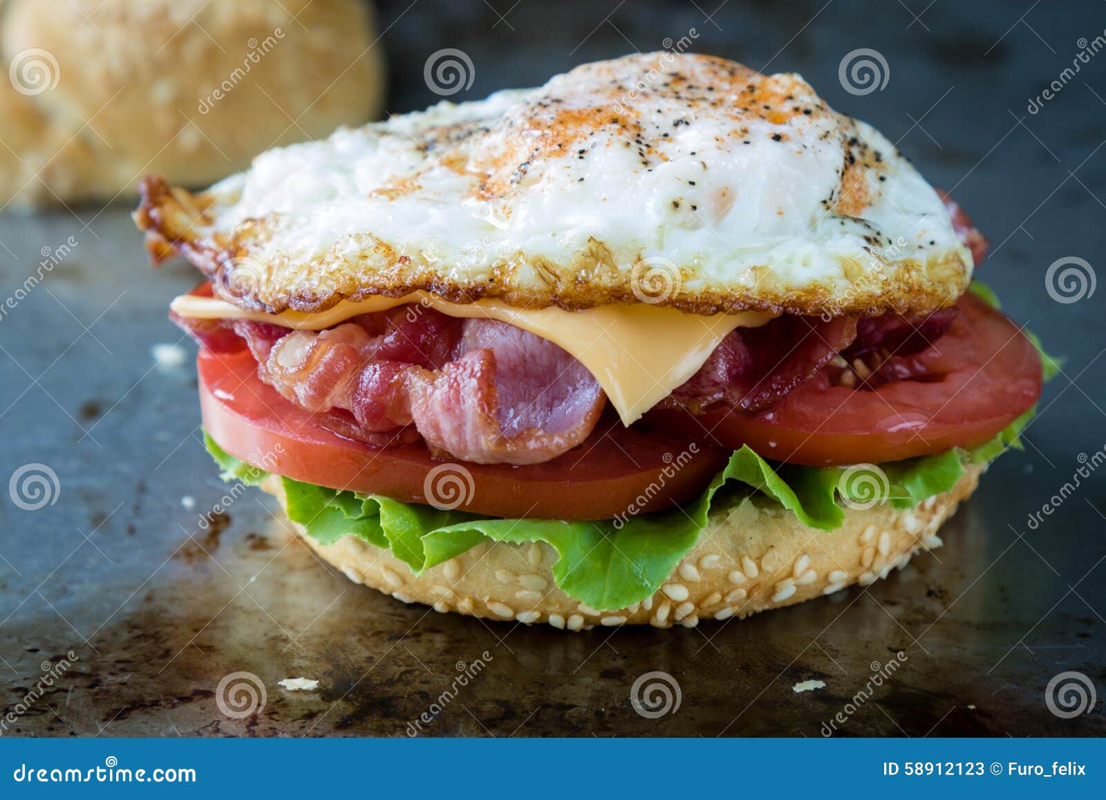 Bacon and egg sandwich stock image. Image of lunch, healthy 58912123